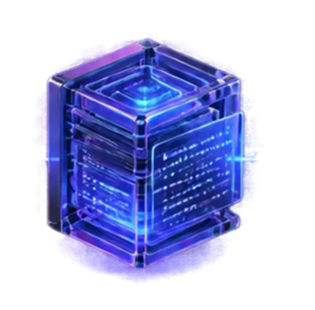 Cubo de cristal con capas de datos